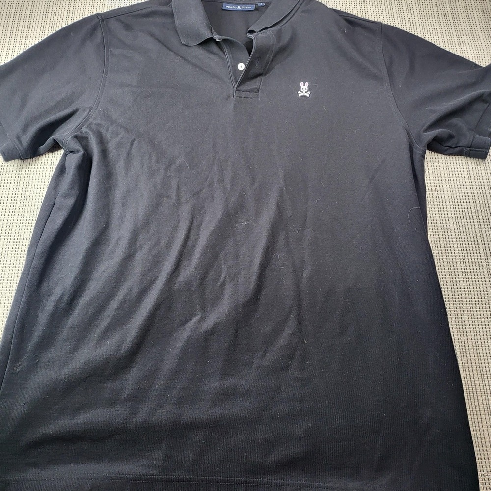 Psycho Bunny Polo Shirt Mens Big 2XLT Black Skull Logo Short Sleeve Casual
